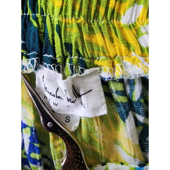 NICOLE MILLER Yellow Red Green Tropical Floral Vacation Faux Wrap Midi Skirt SZS - Picture 6 of 10